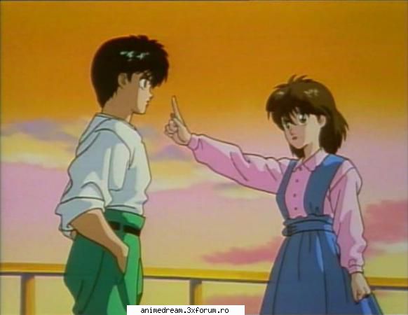 cand keiko se supara pt ca yusuke nu o anuntase de plecarea lui: